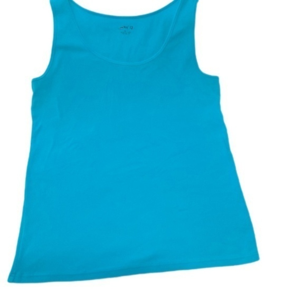 Ladies Teal/Aqua Tank Top Cotton Knit Sleeveless Size Medium Scoop Neck